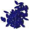 50 16x6mm Transparent Cobalt Narrow Flat Oval Beads